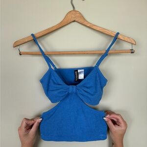 H&M Blue Camisole Crop Top with Tie Front